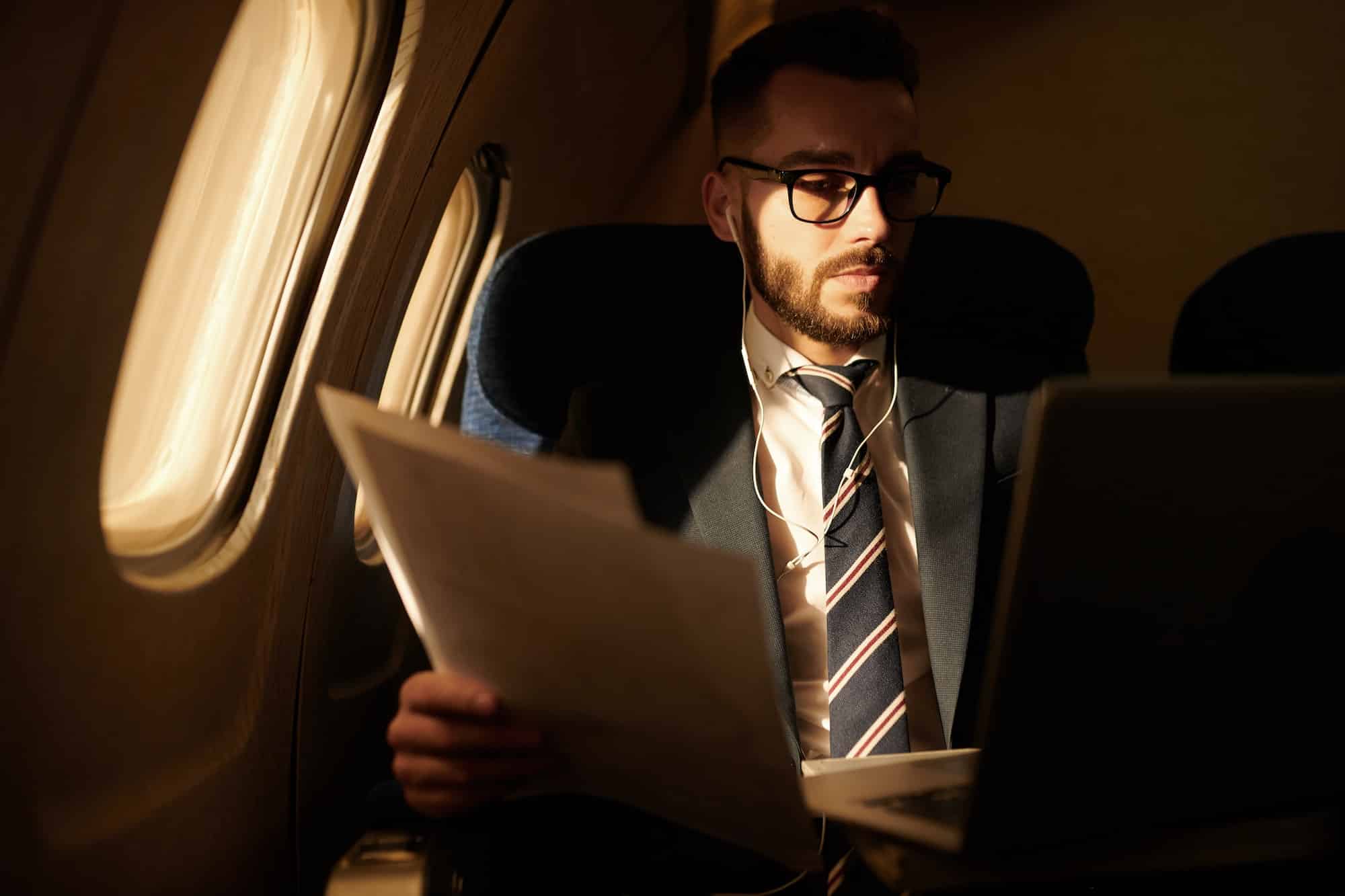 Businessman in Private Jet